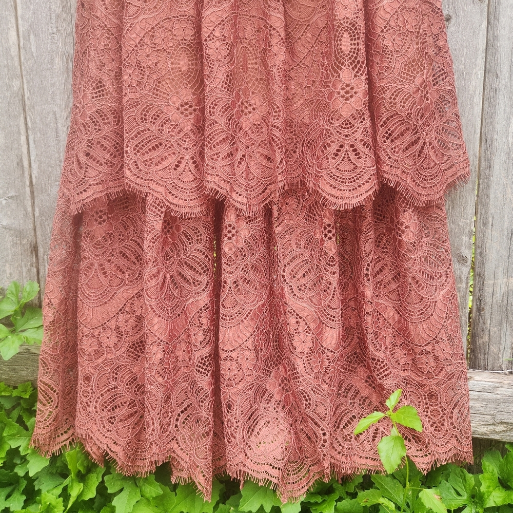 Boho - Grunge Rust Tiered Maxi Skirt - Picture 5 of 11
